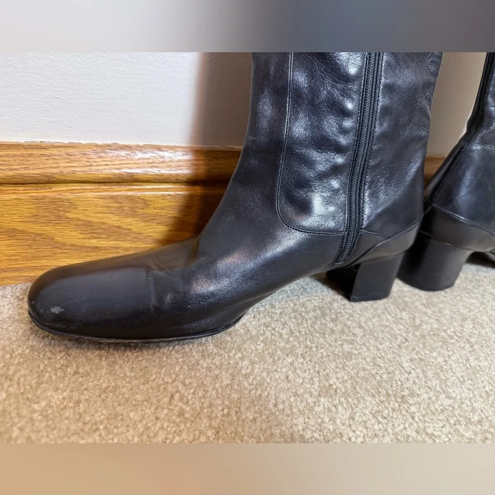 Cole Haan leather zip up boots mid calf buckle zipper size 8.5 made in Italy - Picture 6 of 12